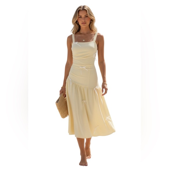 SHEIN Dresses & Skirts - SHEIN Yellow Ribbon Bow Sundress Women’s XS